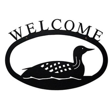 VILLAGE WROUGHT IRON Village Wrought Iron WEL-116-S Small Welcome Sign-Plaque - Loon - Duck WEL-116-S